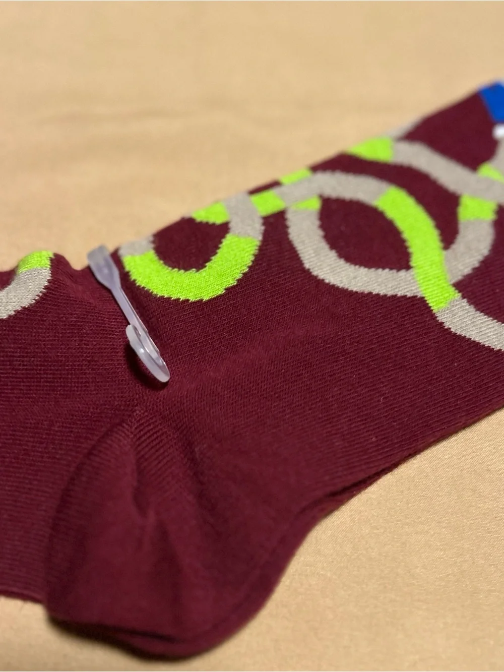 Happy Socks Men's Burgundy Crew Socks with Blue Accent